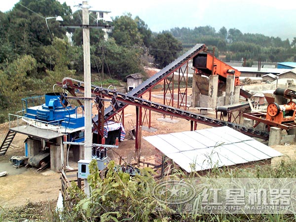 河卵石制砂生產線現場示意圖