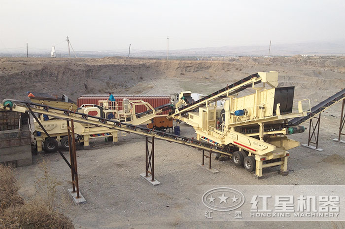 簡單移動式花崗巖破碎工藝現場