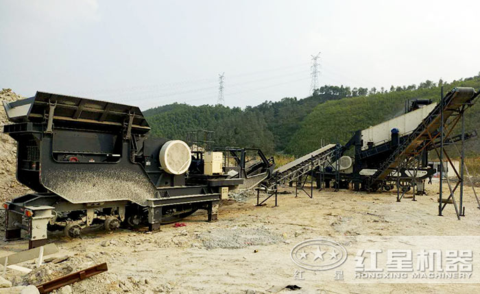 鄭州紅星移動磨石機作業現場