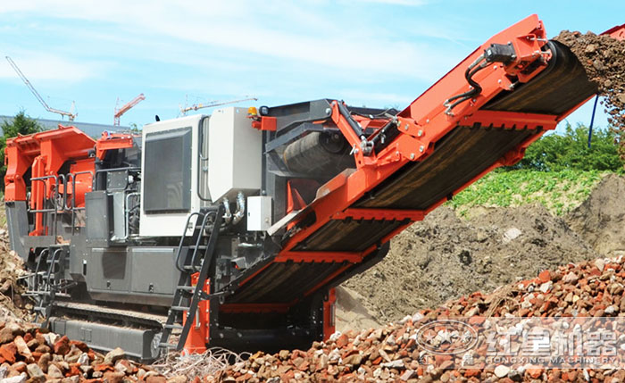 履帶式再生砂石骨料破碎機加工現場