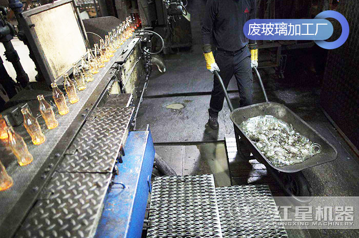 廢玻璃加工現場展示